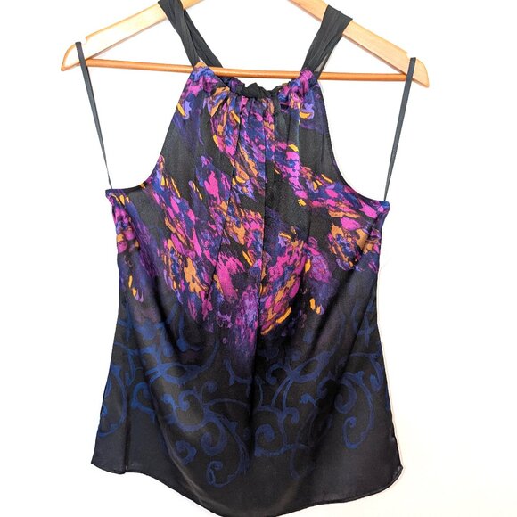 NWT Tahari | 100% Silk Halter Blouse Top Black w/ Abstract Print | Size Small - Picture 8 of 13